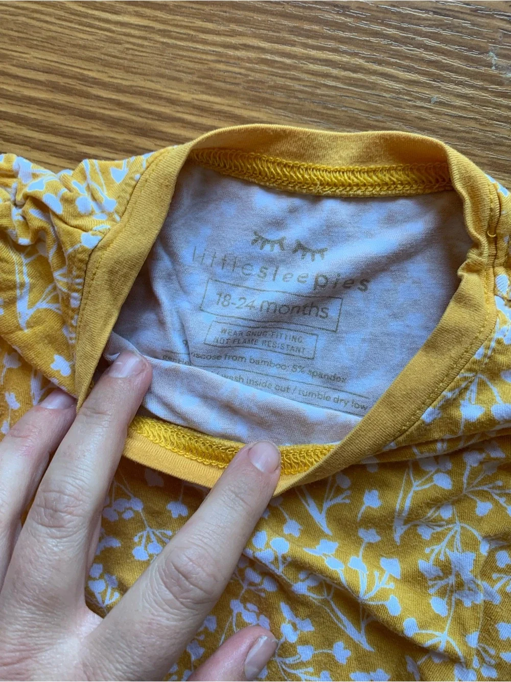 Little Sleepies Yellow Floral Long Sleeve Pajama Set 18-24 months Girl Bamboo
